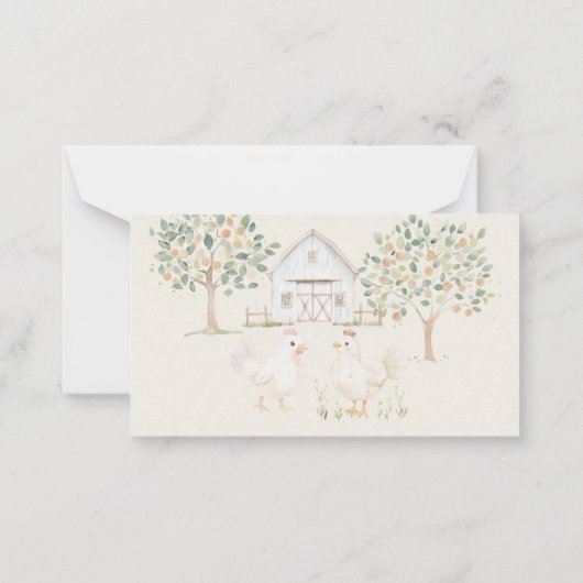 ファームアニマルメドウフレンズベビーディスプレイシャワー ノートカード (裏面)