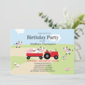 ファームアニマルレッドトラクターボーイズバースデーパーティー 招待状 (スタンド正面)