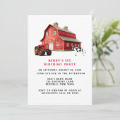 ファームアニマルレッドバーントラクター1st.誕生日パーティー 招待状 (スタンド正面)