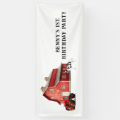 ファームアニマルレッドバーントラクター1st.誕生日パーティー 横断幕 (縦)