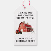 ファームアニマルレッドバーントラクター1st.誕生日感謝していU ギフトタグ (正面)