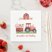 ファームアニマルレッドボーイ納屋周囲の庭誕生日パーティー スタンダードランチョンナプキン (インサイチュ)