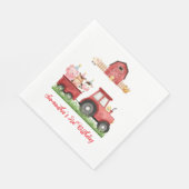 ファームアニマルレッドボーイ納屋周囲の庭誕生日パーティー スタンダードランチョンナプキン (角)