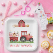 ファームアニマルレッドボーイ納屋周囲の庭誕生日パーティー ペーパープレート (パーティー)