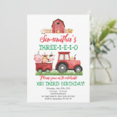 ファームアニマルレッドボーイ納屋周囲の庭誕生日パーティー 招待状 (スタンド正面)