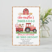 ファームアニマルレッドボーイ納屋周囲の庭誕生日パーティー 招待状 (スタンド正面)