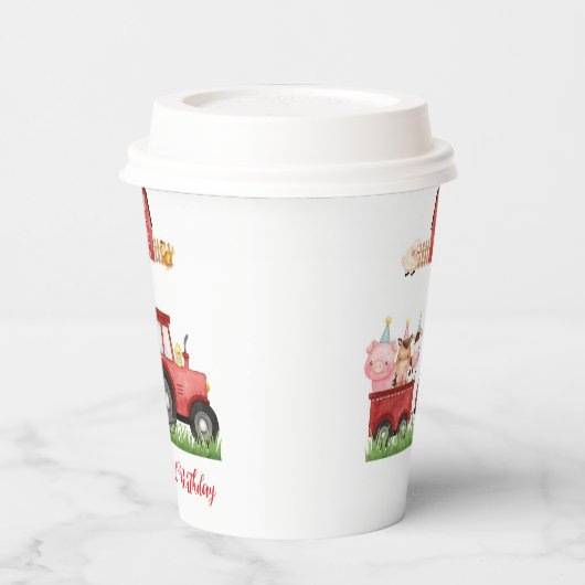 ファームアニマルレッドボーイ納屋周囲の庭誕生日パーティー 紙コップ (左)