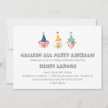 ファームアニマル子供の誕生日アットザバーン招待状