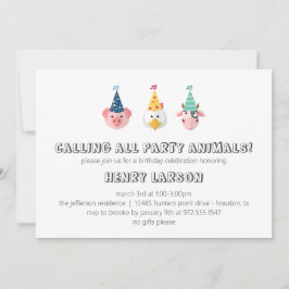 ファームアニマル子供の誕生日アットザバーン招待状 招待状