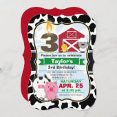 ファームアニマル子供の誕生日パーティー 招待状 (正面/裏面)