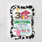 ファームアニマル子供の誕生日パーティー 招待状 (正面)