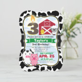 ファームアニマル子供の誕生日パーティー 招待状 (スタンド正面)