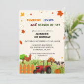 ファームアニマル秋パンプキンボーイファースト誕生日パーティー 招待状 (スタンド正面)