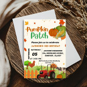 ファームアニマル秋パンプキンボーイファースト誕生日パーティー 招待状