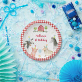 ファームアニマル納屋周囲の庭グリーンリー誕生日 ペーパープレート (パーティー)