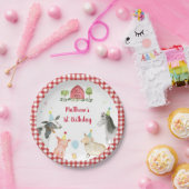 ファームアニマル納屋周囲の庭グリーンリー誕生日 ペーパープレート (パーティー)