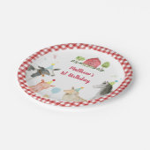 ファームアニマル納屋周囲の庭グリーンリー誕生日 ペーパープレート (アングル)