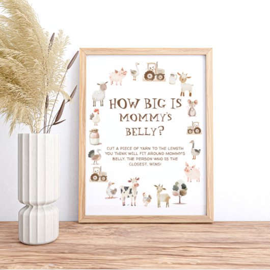 ファームアニマル納屋周囲の庭ママのお腹の大きさ ポスター