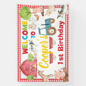 ファームアニマル納屋周囲の庭誕生日ウェルカムバックドロップ 横断幕 (縦)