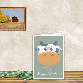 ファームアニマル誕生日カウグリーンピンク 招待状