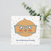 ファームアニマル誕生日チキンカラフル紙吹雪 カード (スタンド正面)