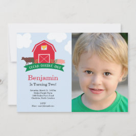 ファームアニマル誕生日パーティー写真招待状 招待状