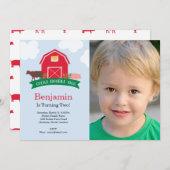 ファームアニマル誕生日パーティー写真招待状 招待状 (正面/裏面)