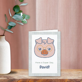 ファームアニマル誕生日ピグレングジンガム サンキューカード