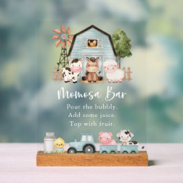 ファームアニマル かわいい動物 青い納屋 Momosa Bar アクリルサイン