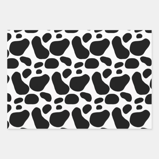 ファームアニマル&カウパターンブルー誕生日 ラッピングペーパーシート (正面2)