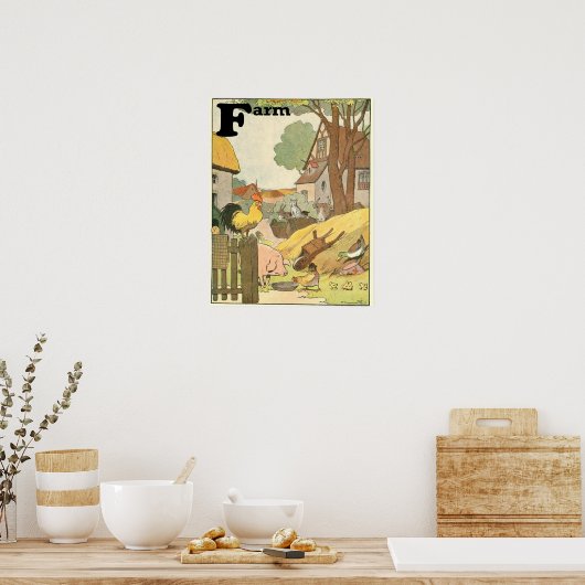 ファームアルファベットのアニマルズストーリーブック ポスター (キッチン)