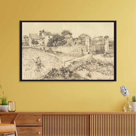 ファームインプロヴァンスバンゴッホ模造スタイルスケッチ キャンバスプリント (インサイチュ (リビング))