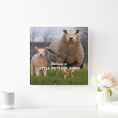 ファームウェルカムシープファミリーカスタム スクエア壁時計 (ホーム)