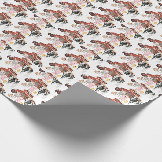 ファームウォーター色カウピグバーンドキュート動物 ラッピングペーパー (角)