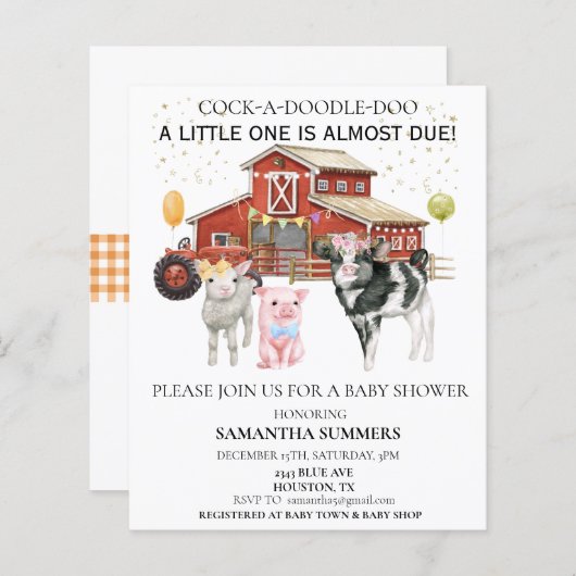 ファームウォーター色カウピグバーンドベビーシャワー (正面/裏面)