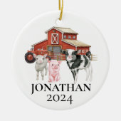 ファームウォーター色カウピグバーンモノグラム セラミックオーナメント (正面)