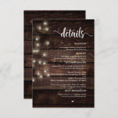 ファームウ素朴ッド、ストリングライト、結婚's詳細 エンクロージャーカード (正面/裏面)