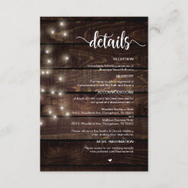 ファームウ素朴ッド、ストリングライト、結婚's詳細 エンクロージャーカード