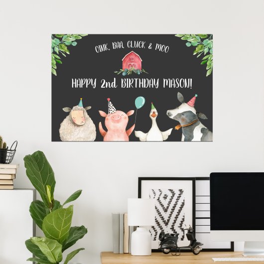 ファームオールドマクドナルド納屋周囲の庭レッドアニマルズへようこそ ポスター (ホームオフィス)