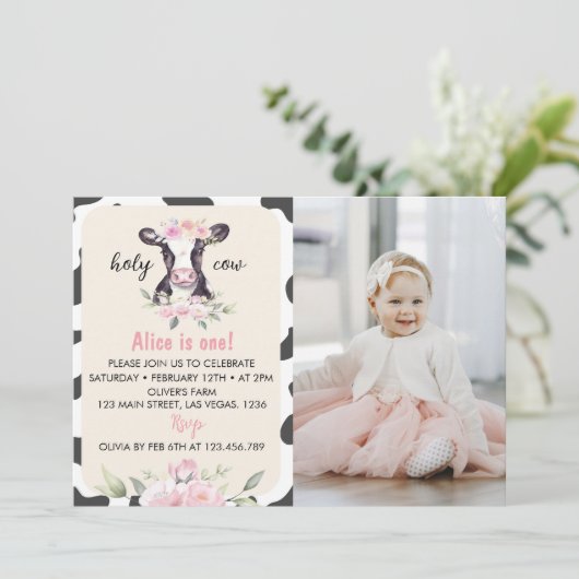 ファームカウファースト誕生日フォト招待状 サンキューカード (スタンド正面)