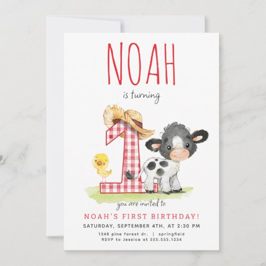 ファームカウファースト誕生日招待状 招待状 (正面)