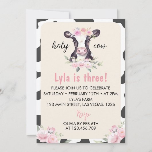 ファームカウー誕生日招待状 招待状 (正面)