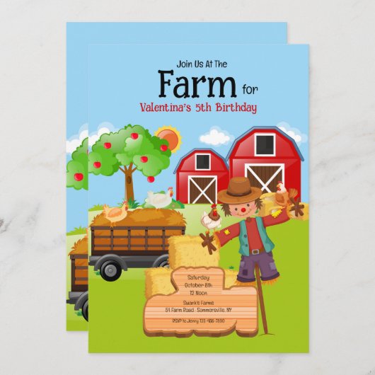 ファームカクレクロウ誕生日 招待状 (正面/裏面)