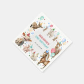 ファームカラフル紙吹雪パーティー動物ボーイ誕生日 スタンダードカクテルナプキン (角)