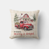 ファームカントリーバーンレッドトラッククリスマス クッション (正面)