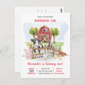 ファームカントリーベビー!st誕生日招待状 ポストカード (正面/裏面)