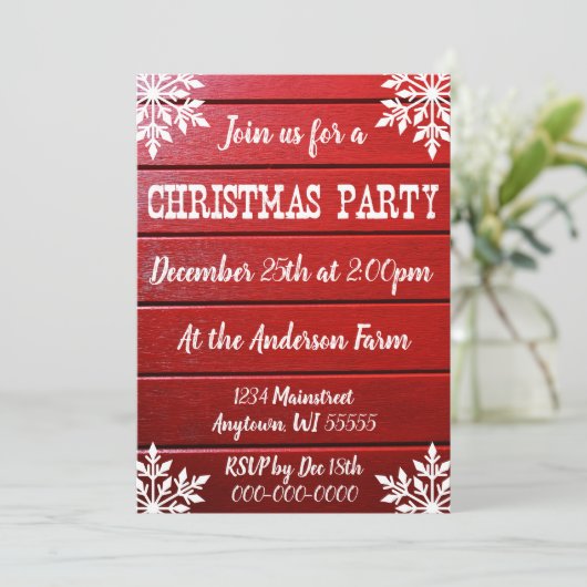 ファームカントリー素朴ファームハウスクリスマスデイディナー 招待状 (スタンド正面)
