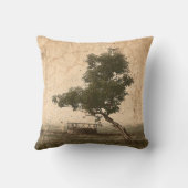ファームカントリー素朴ヴィンテージアンティークベージュツリー クッション (裏面)