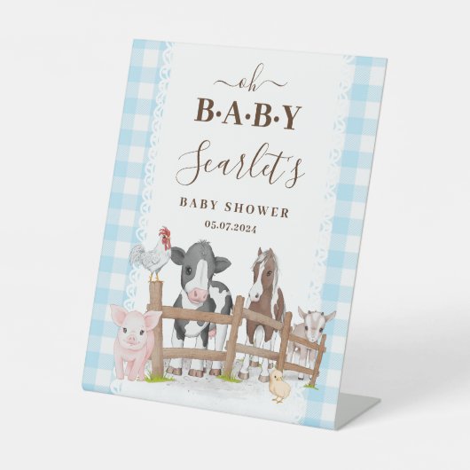 ファームカントリー赤ちゃんシャワーへようこそ 台座サイン (正面)