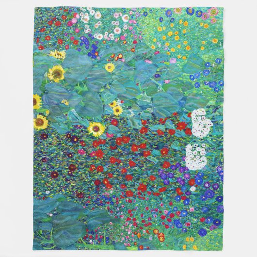 ファームガーデンウィズサンフラワーズグスタフクリムト フリースブランケット (正面)